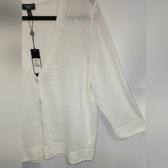Talbots White Mixed Media Sweater - Picture 8 of 10